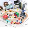 Трек-комплект, детская игрушечная железная дорога, вертолетная площадка, транспортная пещера, поезд, деревянный, совместимый с деревянными автомобилями 1:64 Старше трех лет
