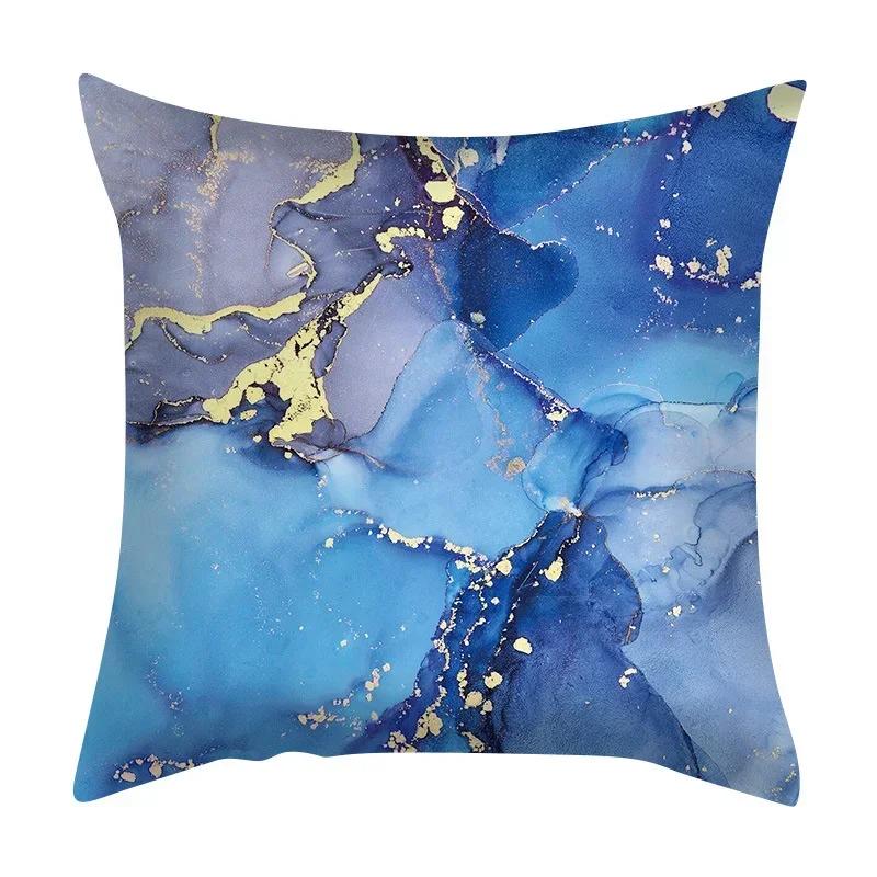 Чехол для подушки с мраморной текстурой, фиолетовая цветная полосатая наволочка с принтом в виде скалы, декор для гостиной и дома