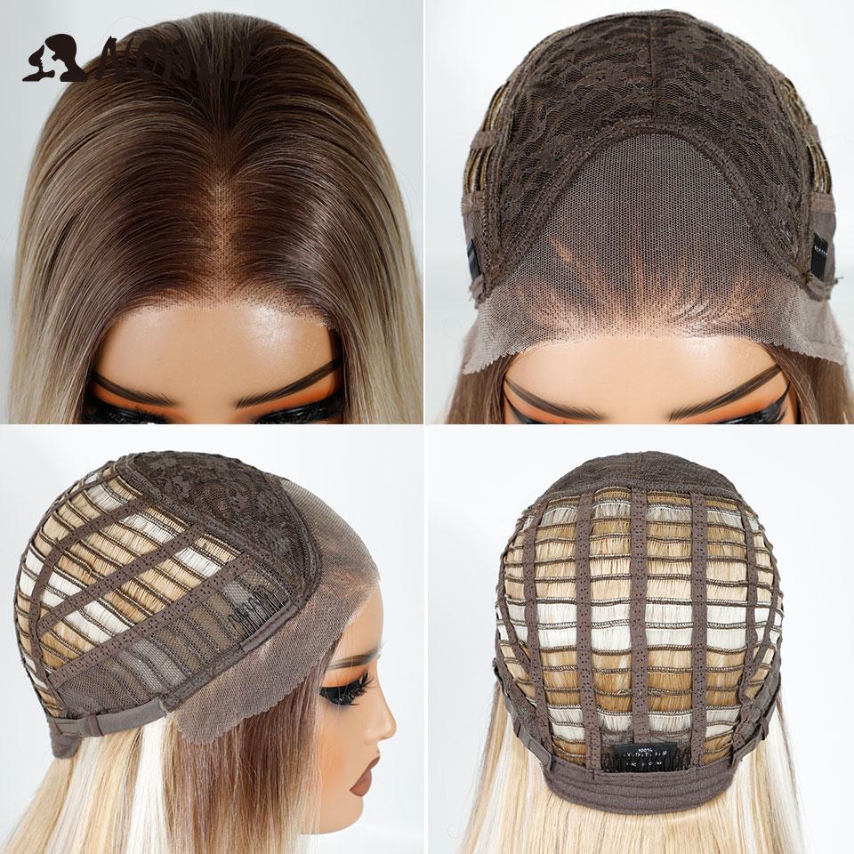 Noble Synthetic Lace Front Wigs For Women 13x3 Straight Lace Wig Pre Plucked Layered Wig Ombre Blonde Brown White Cosplay Wig