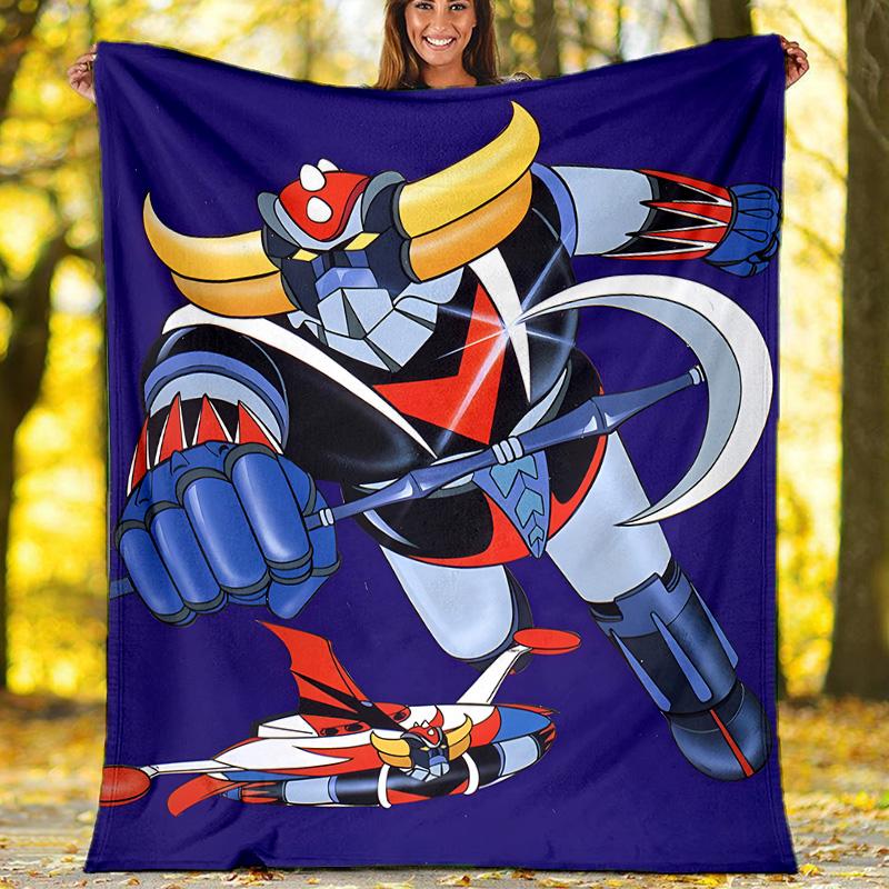 1pc UFO Robot Grendizer7 Theme Blanket - Digital Print, Polyester, Cozy for All Seasons, Perfect for Outdoor, Camping, and Travel