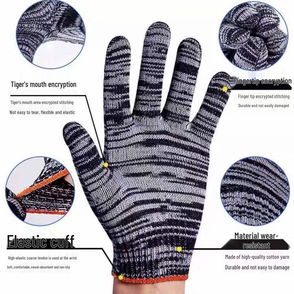 Durable, Non-Slip Nylon Work Gloves for Men & Women - Wear-Resistant Protection for Construction and Auto Repair