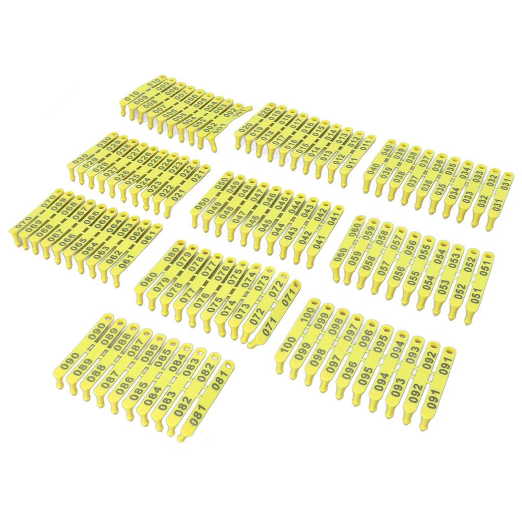 100PCS 001‑100 Number Plastic Livestock Tag Integrated Colorfast Livestock Ear Tags for Cattle Cows