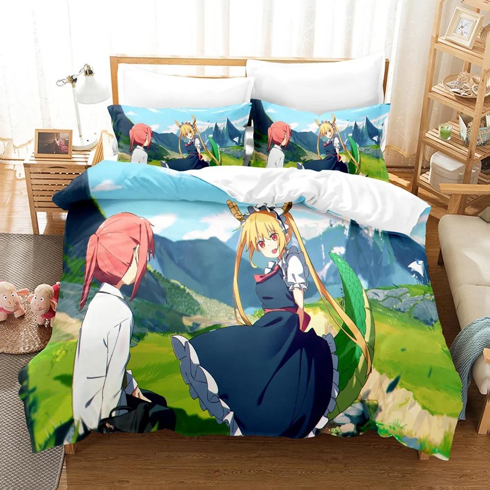Anime The maid dragon of Kobayashi-san Bedding Set Boys Girls Twin Queen Size Duvet Cover Pillowcase Bed Kids Adult Home Textile