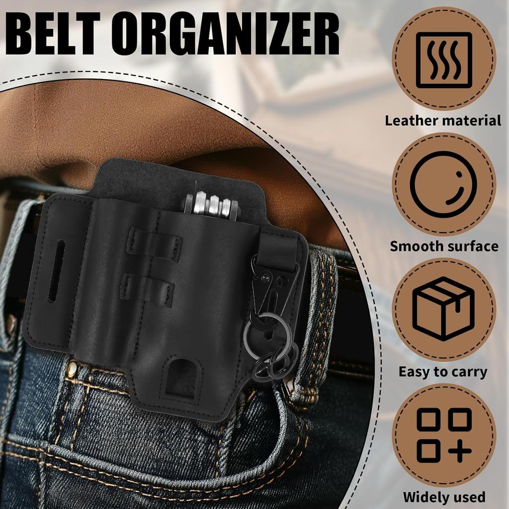 Ножны для мультитула, Кожаный чехол для инструментов с клипсой для ремня, EDC карманный органайзер-держатель, Органайзер для ремня, Кобура для мультитула для фонарика, ручки и ключей