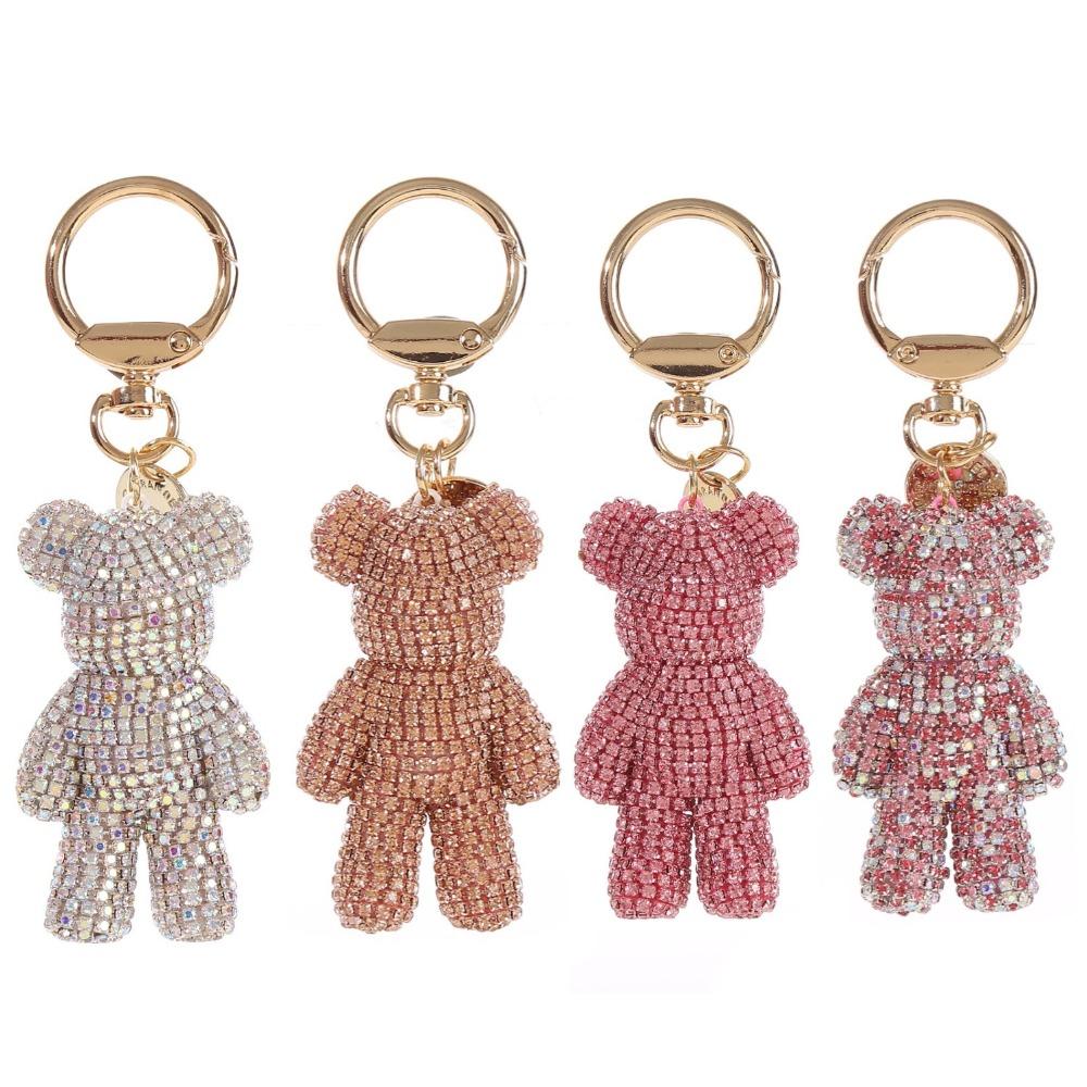 Ручная работа Мультяшный брелок с медведем из страз Металлический подвес-медведь для сумки Украшения Животное Брелок для ключей от машины Подарок