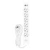 SELDUR G6TH22B Power Strip, 6 Type F Sockets + Switch, USB A+C Fast Charge 20W, White, 2m Cable