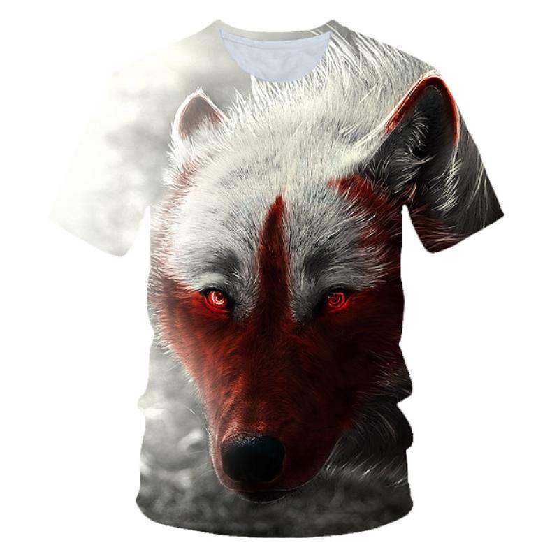 Kids Animal Wolf T Shirt for Boys Summer Autumn Children's Wolf Clothes Short Sleeved Breathable Cartoon Print Cool Wolf Tops