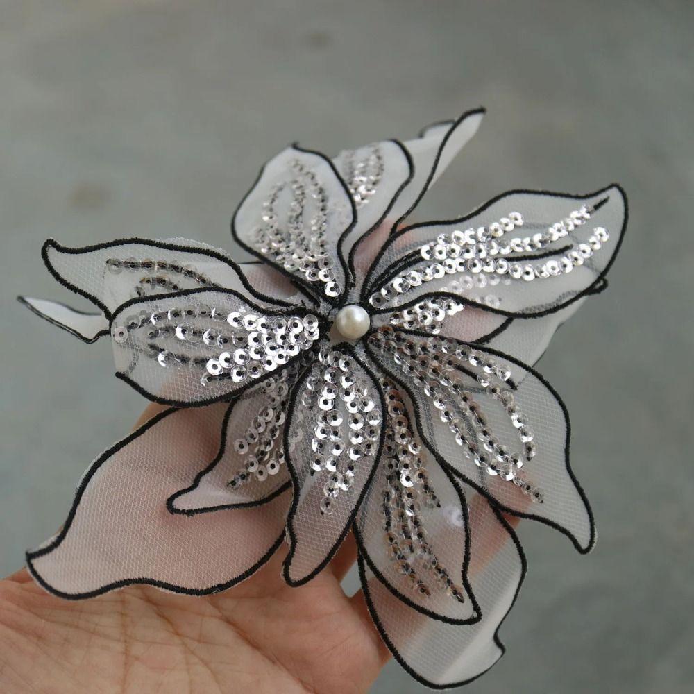 Lace Fabric Mesh Clothes Patches 20cm Flower Cloth Sticker New DIY Flower Embroidery Patches