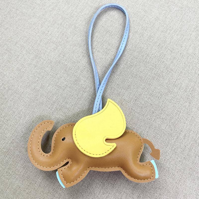 Trendy Designer Pu Leather Wings Flying Elephant Hanger Keychain Pendant Decoration For Ladies Bag Charm Accessories Ornament Gifts