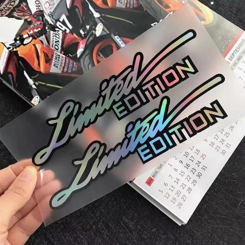 General Bicycle Sticker Laser Reflective LIMITED EDITION Text English Scratch-blocking Personalized Decorative Car Accessories