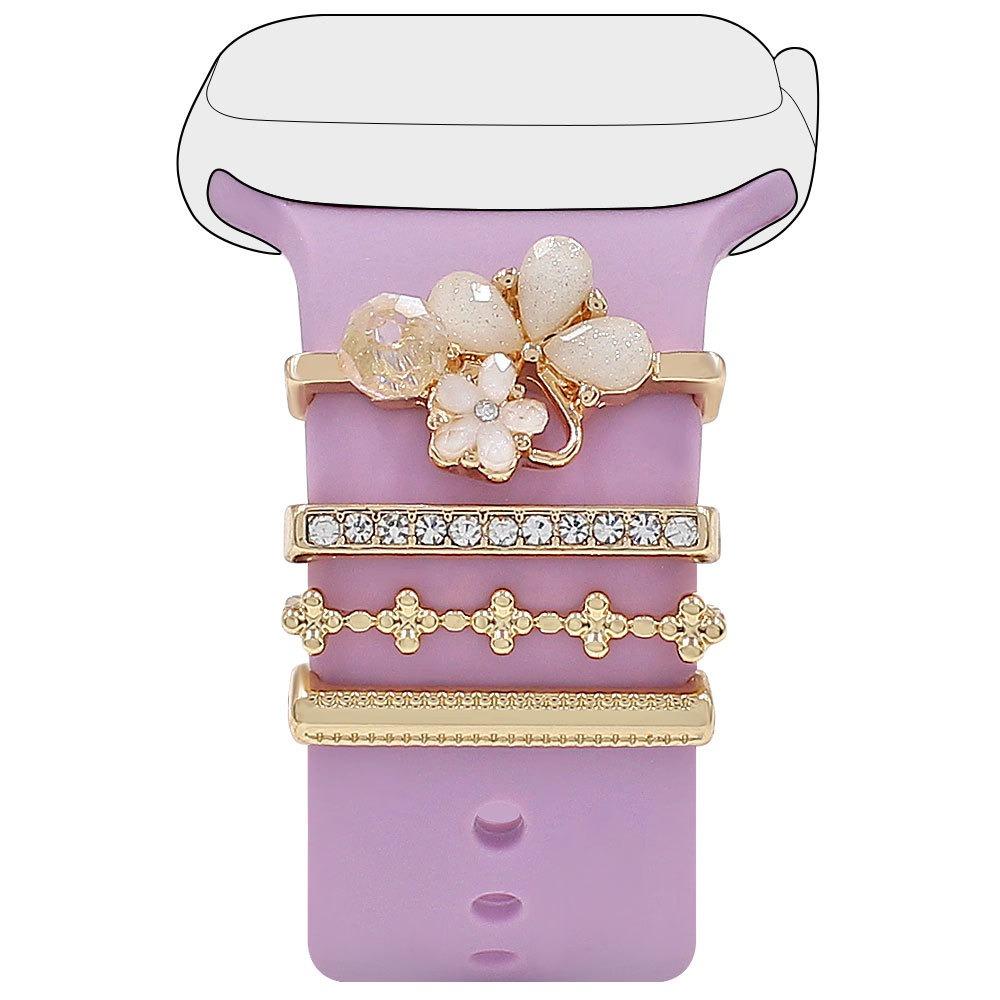 4 шт. Цветочный ремешок для часов, Металлические подвески для браслета для Apple Watch