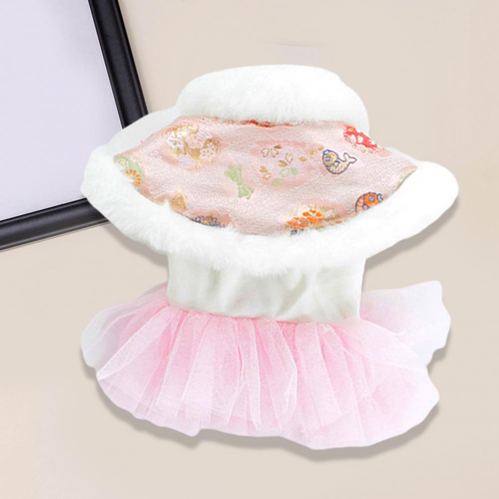 Одежда для собак Китайская одежда для домашних животных в стиле Тан, накидка из плюша с разбросанным подолом, цветочным принтом, бантом, шнуровкой, зимнее платье на Рождество и Новый год