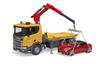 Toy Tow Truck Bruder Scania Super R Yellow with Removable Roof Roadster Model BR03552