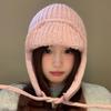 Solid Color Knitted Woolen Hat Korean Style Woolen Crochet Cap Casual Knitted Flying Cap  Outdoor