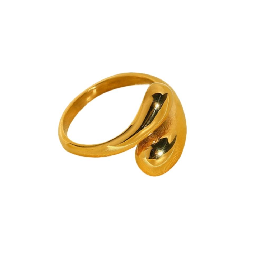 Кольцо из нержавеющей стали в форме воды, однотонные кольца для указательных пальцев, простое металлическое открывающееся кольцо, ежедневное