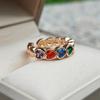 Fashion Colorful Zircon Heart Shape Opening Adjustable Rings for Women Ring Jewelry Wedding Party Accessories