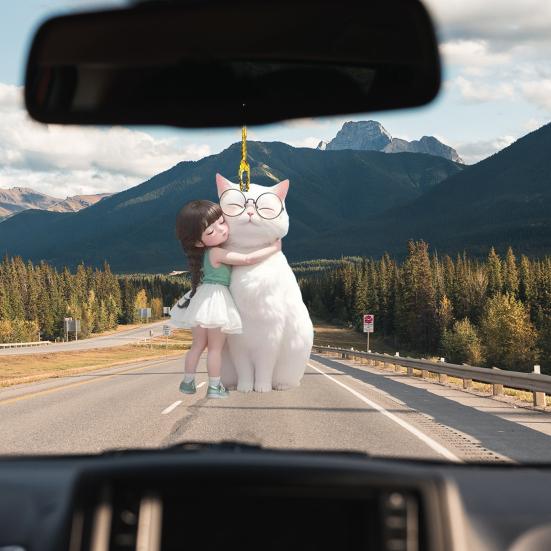 Декоративная подвеска в виде кошки, подвесное украшение со шнурком, легко подвешивается на брелок, украшение на зеркало заднего вида автомобиля