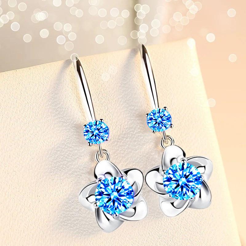 Korean Fashion Plum Flower Earrings Mountain Peony Camellia Temperament Crystal Diamond Earrings
