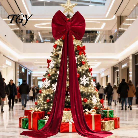 Reusable Event Ornaments Large Burgundy Velvet Bow, Giant Hanging Wall Decor for Birthday Stage Decoration Wedding Backdrop, Christmas Tree