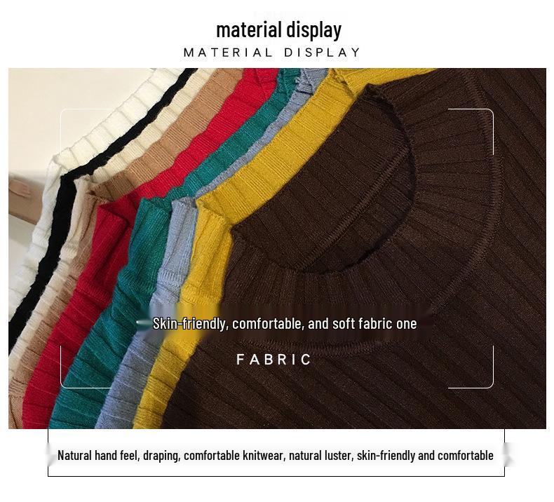 2026 Spring/Autumn Women's Slim Fit Mid-Sleeve Knitwear Pullover Sweater – Gentle Style Short Top