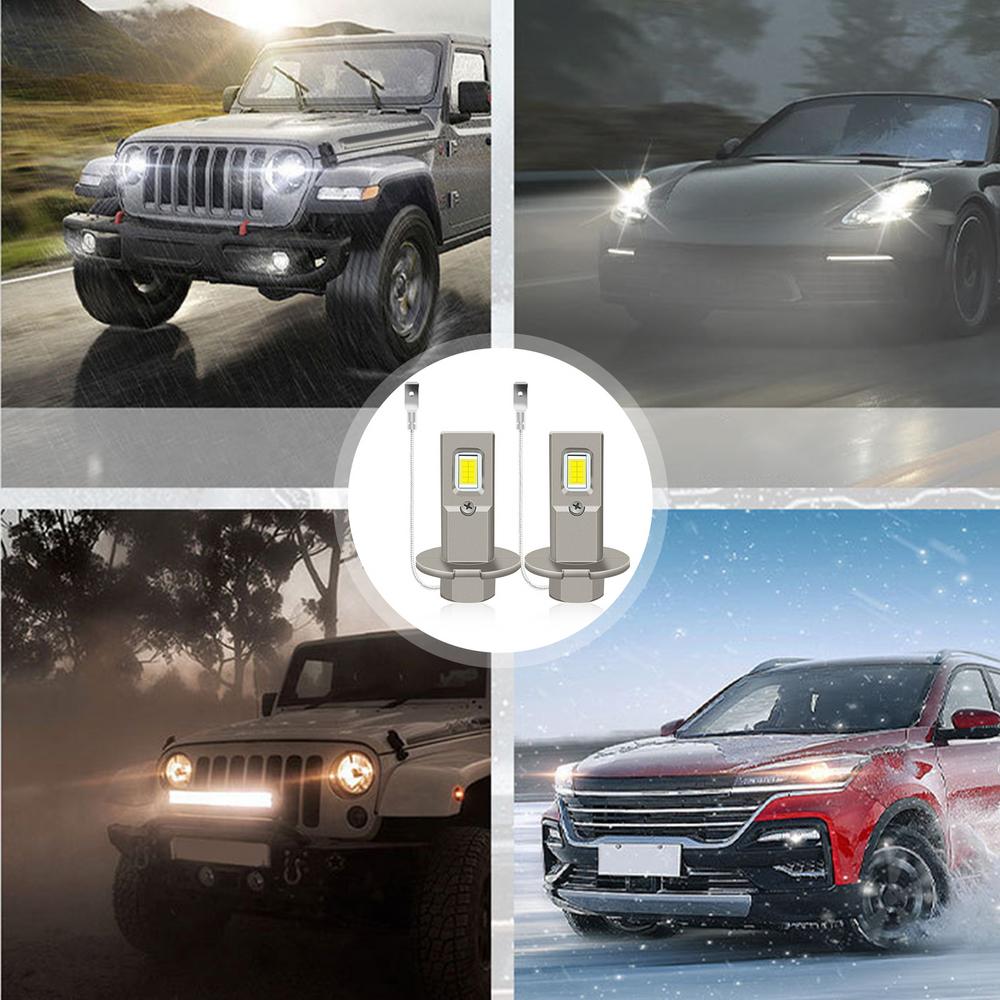2 шт. H3 светодиодные противотуманные фары 6000K сверхяркие светодиодные лампы для автомобилей противотуманные фары замена лампы H3