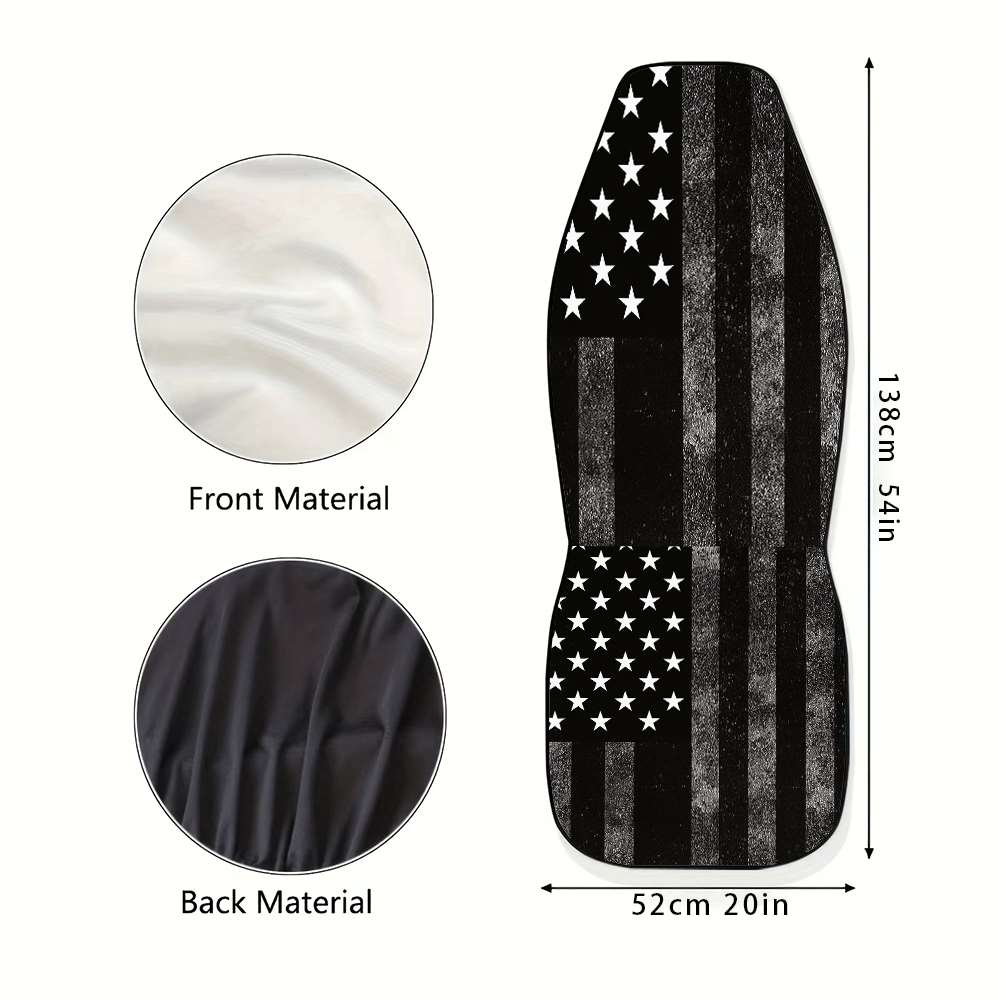 2pcs Black and White Car Seat Covers American Flag Design Perfect for Christmas Women's Car Accessories Fit for Cars Trucks