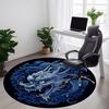1pc Blue Dragon Design Chair Carpet for Office, Round Non Slip Durable Large Size Office Carpet, Suitable for Office