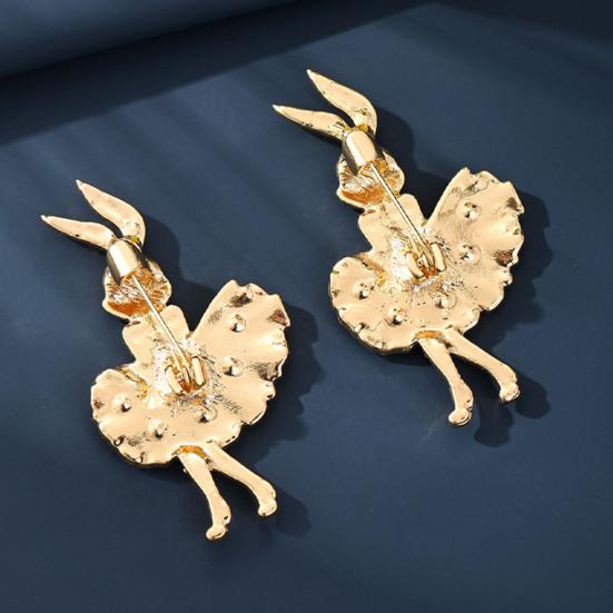 Эмалированная брошь Сверкающие стразы Вставка Дизайн танцующего кролика Булавка Сказочные украшения Костюмы Свитеры Пальто Аксессуары