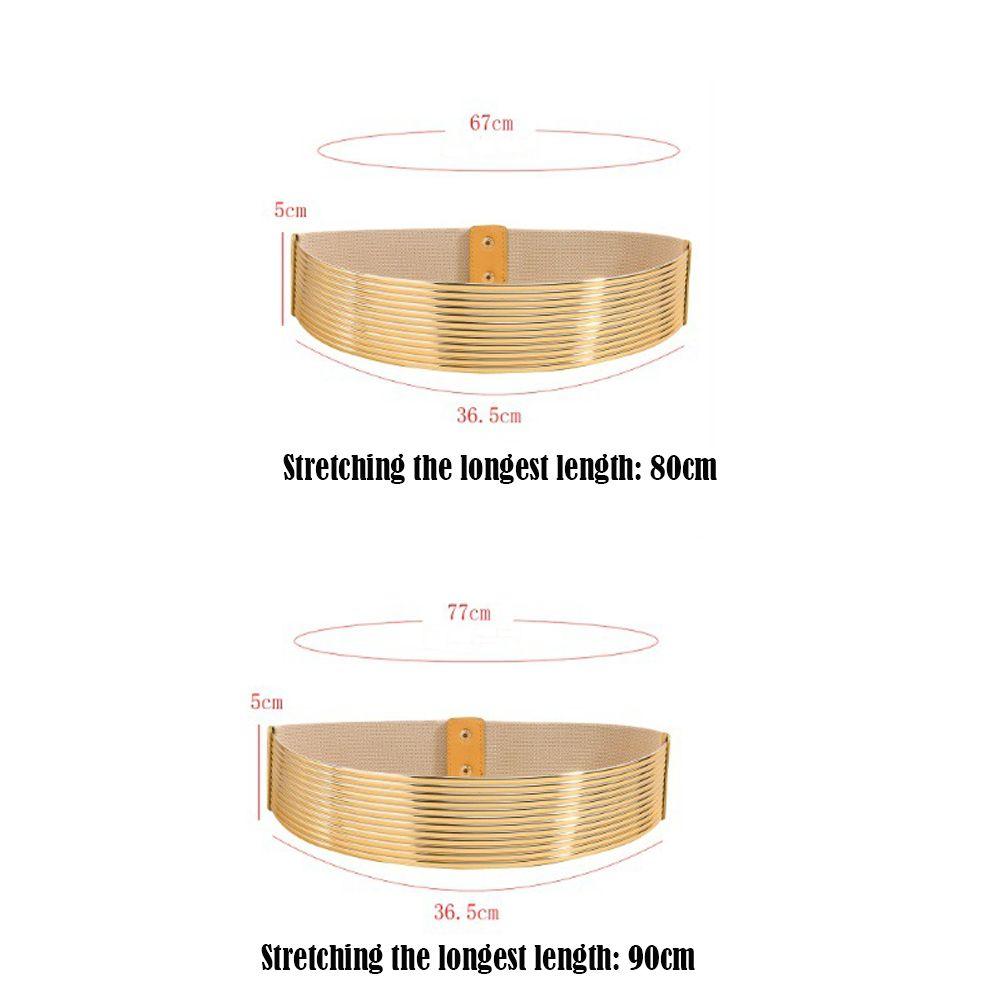 Fashion Gold Waist Belt Elastic Bright Buttoning Belt Wide Dress Belt for Women