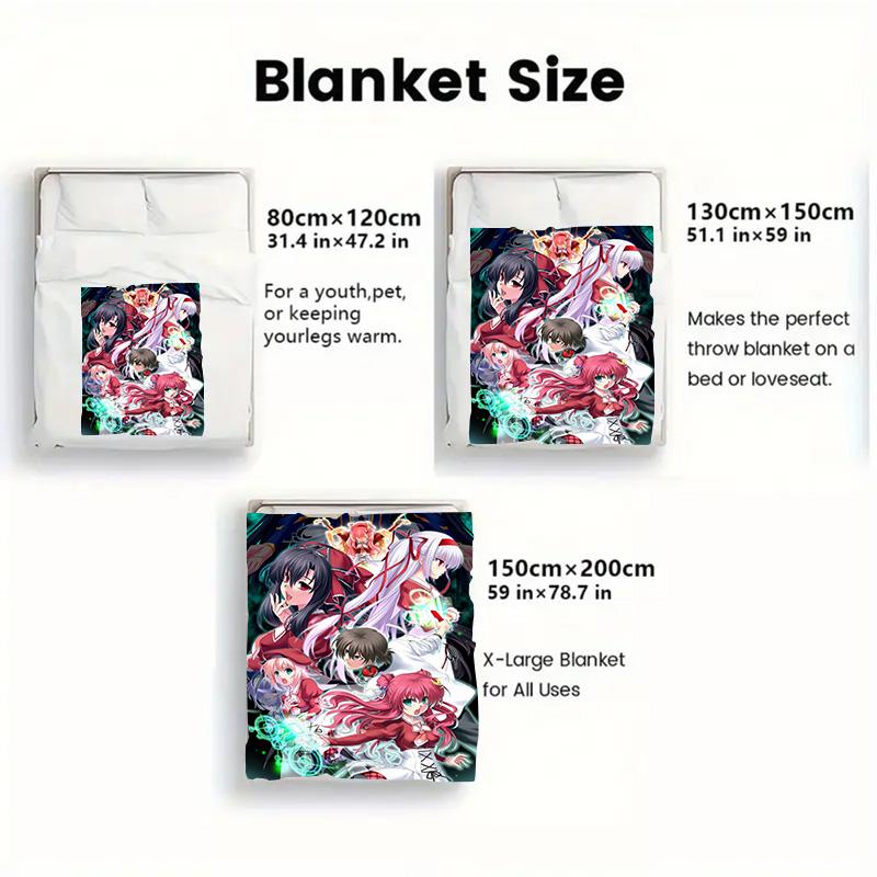 Anime Girls Group Characters Flannel Throw Blanket, Soft Blanket for Sofa Bed, Anime Print Home Decoration