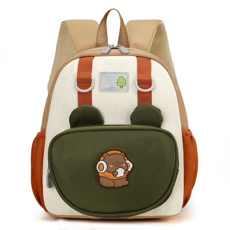 Pattern Capybara Kids Cartoon Backpack With Nylon Material And Color Bright