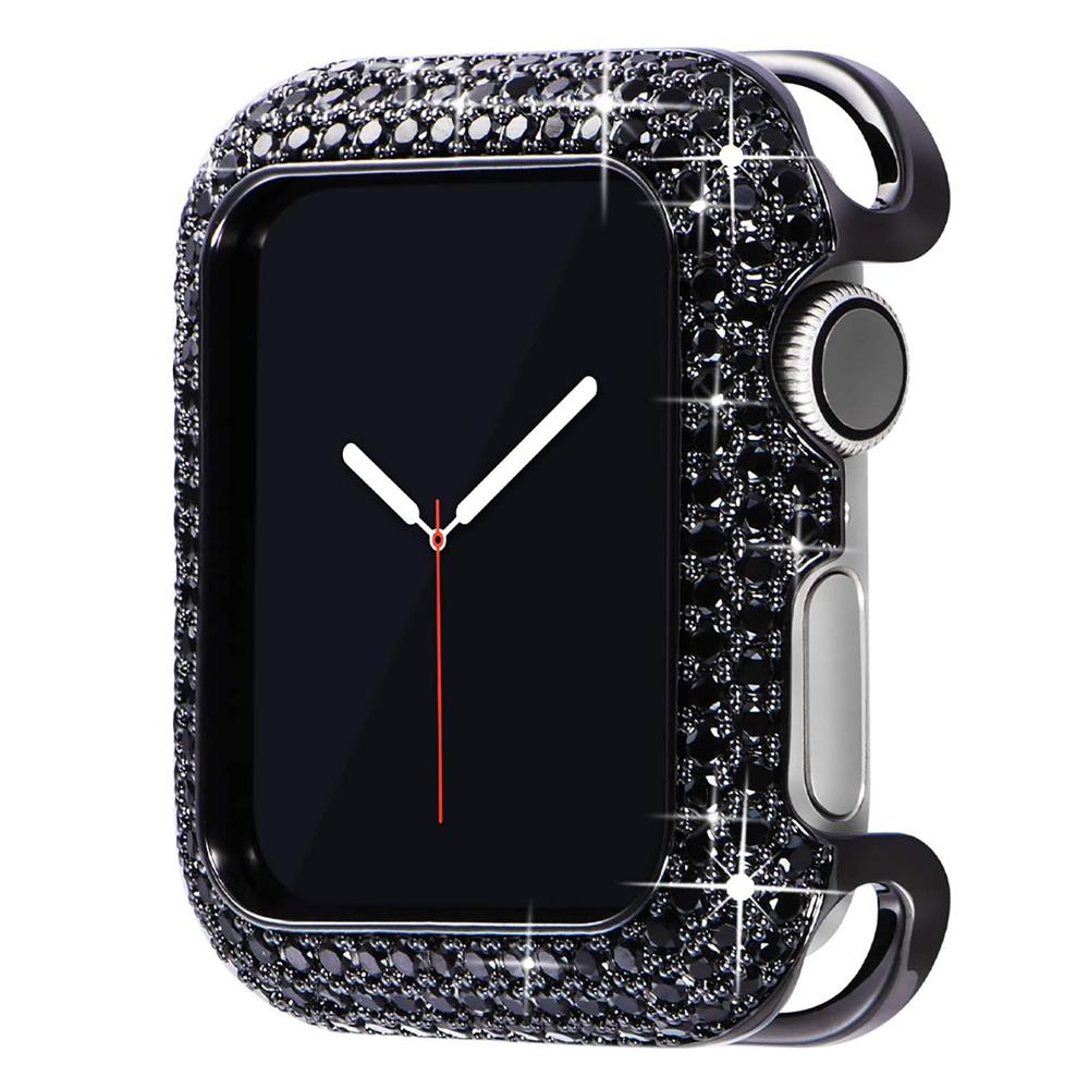 Алмазный корпус для Apple Watch 45 мм 41 мм 44 мм 40 мм Серии 9 8 7 6 5 4 3 SE Роскошный алмазный защитный чехол Оболочка iWatch