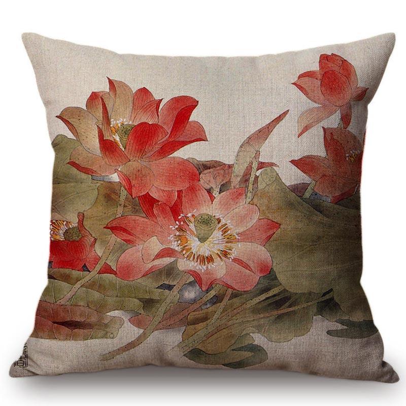 Китайский Ретро Живописный Стиль Классическая Девушка Лотос Чехлы для Подушек Офис Автомобиль Диван Кресло Домашнее Украшение Чехол для Подушки Наволочка