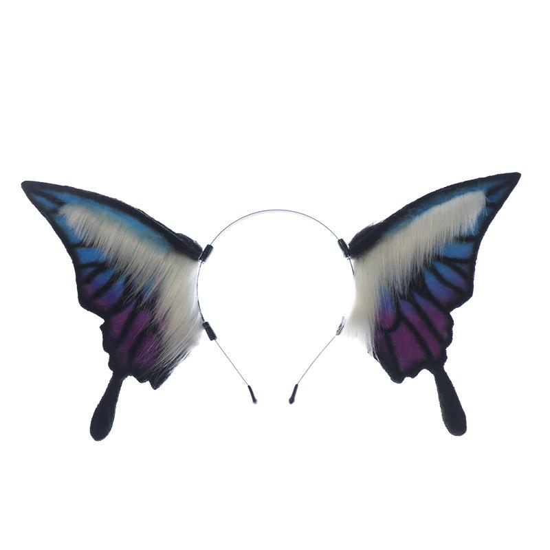 Ручная работа Девушка из второго измерения Comic-Con Аксессуары для волос Реквизит Симуляция Плюшевые уши зверя Головной убор Сон в летнюю ночь Ободок с бабочками