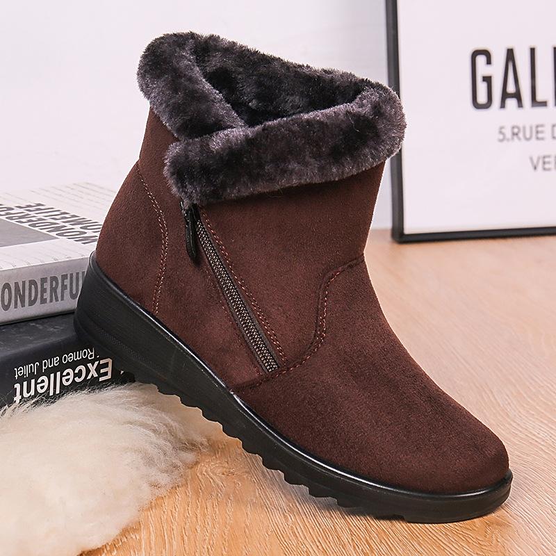 Autumn and Winter New Warm Women's Snow Boots Side Zipper Low Heel Casual Women's Shoes