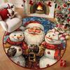 Рождественская радость Санта-Клаус Снеговик Ковер Мат Круглый Красный Подарочные коробки Коврик Праздничный Нескользящий Домашнее украшение для Гостиной Ковер