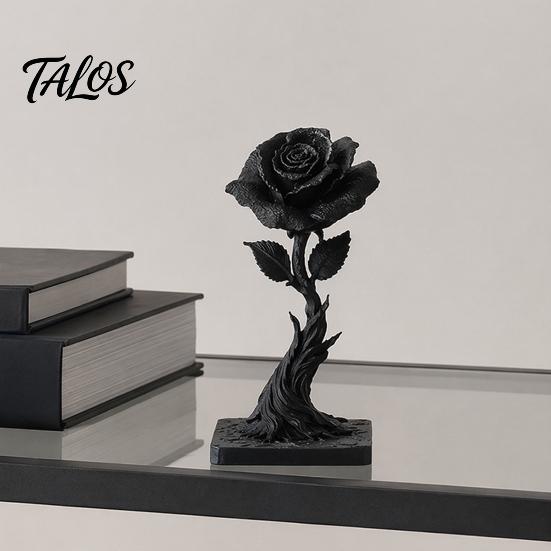 Талос 3D-печатная статуэтка Черной Розы, Фигурка в готическом темном стиле, Художественный декор Цветка на Огненной Основе, Изысканное Украшение для Дома и Офиса