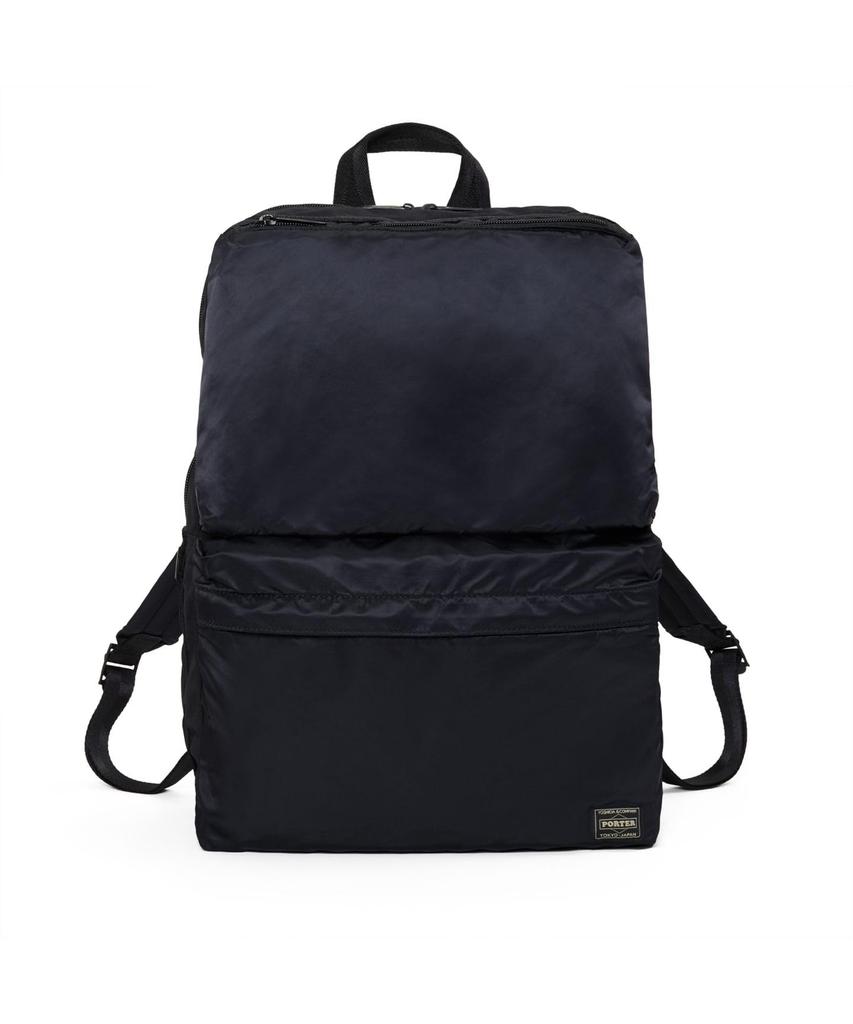 PORTER FRAME Daypack Black - Made in Japan 18L Backpack for Men and Women, Lightweight Casual Rucksack for Work, School and Travel