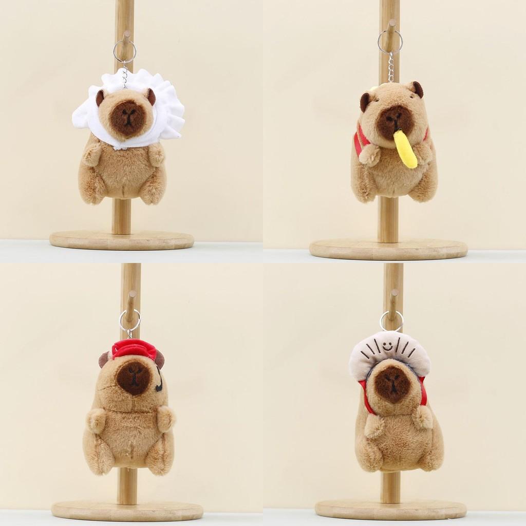 Plush Capybara Cook Pendant Toy Keychain Stuffed Doll Bag Decoration Kids Gift