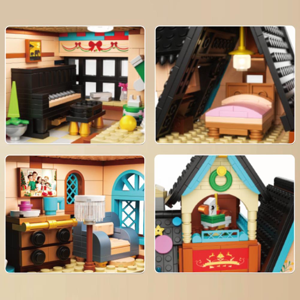 1348 шт. Конструктор Домик Звездный коттедж Вид улицы города Строительные кирпичики Со светом Подарки для мальчиков и девочек