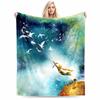 Little Prince Inspired Blanket with Birds and Starry Sky Design Blanket, Suitable for Use In the Bedroom, Living Room, On the Sofa