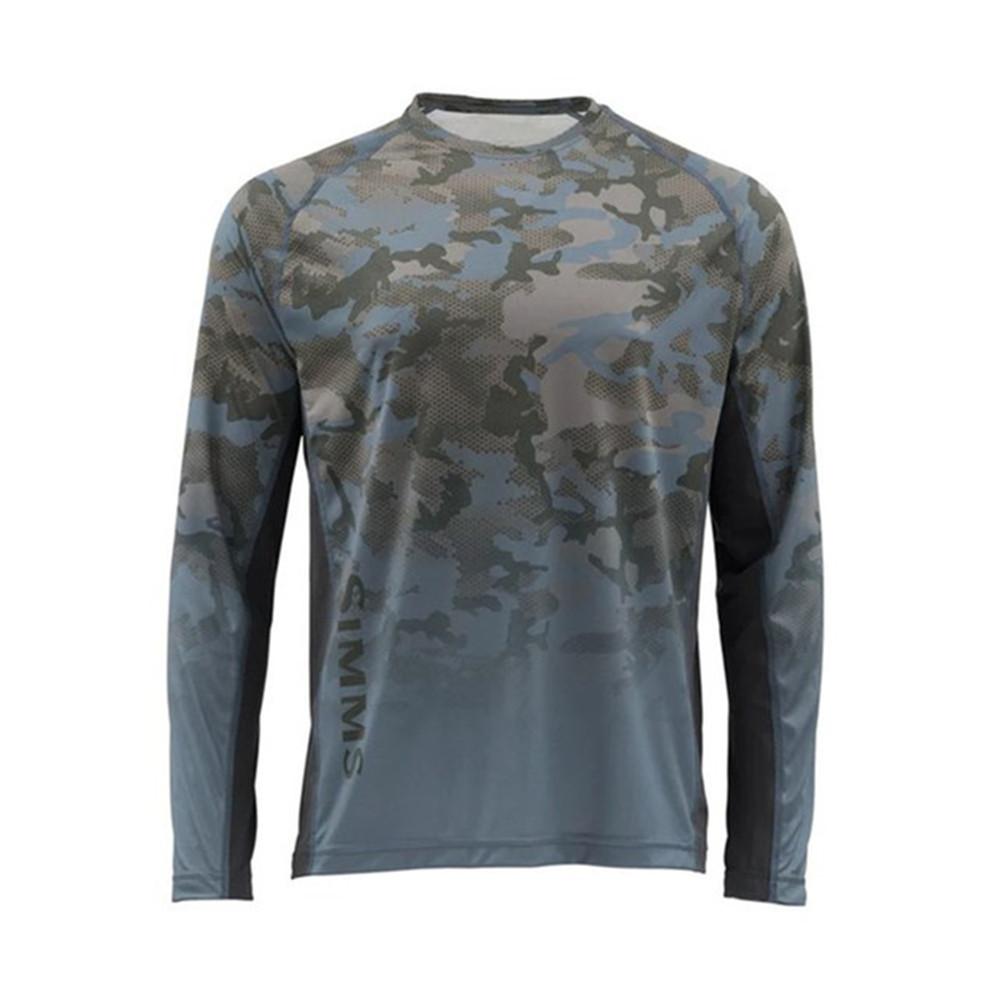 SIMMS camouflage fishing suit Luya long-sleeved crew neck T-shirt men's summer sunscreen suit quick-drying breathable fishing suit
