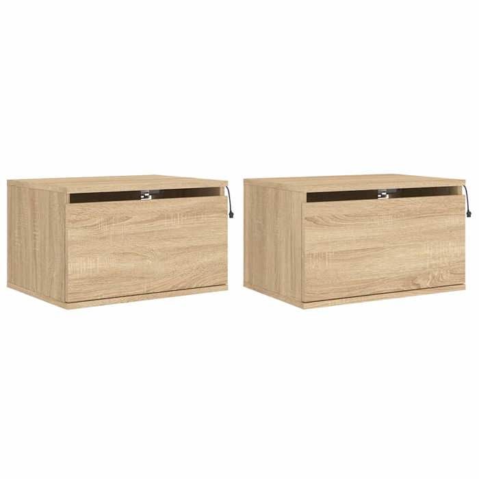 Table de chevet murale - Maison Exclusive - Chêne sonoma - LED RVB intégrées - Lot 2