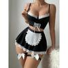 European & American Sexy Maid Lingerie Set: Passionate Uniform with Bra, Mini Skirt, and Thong
