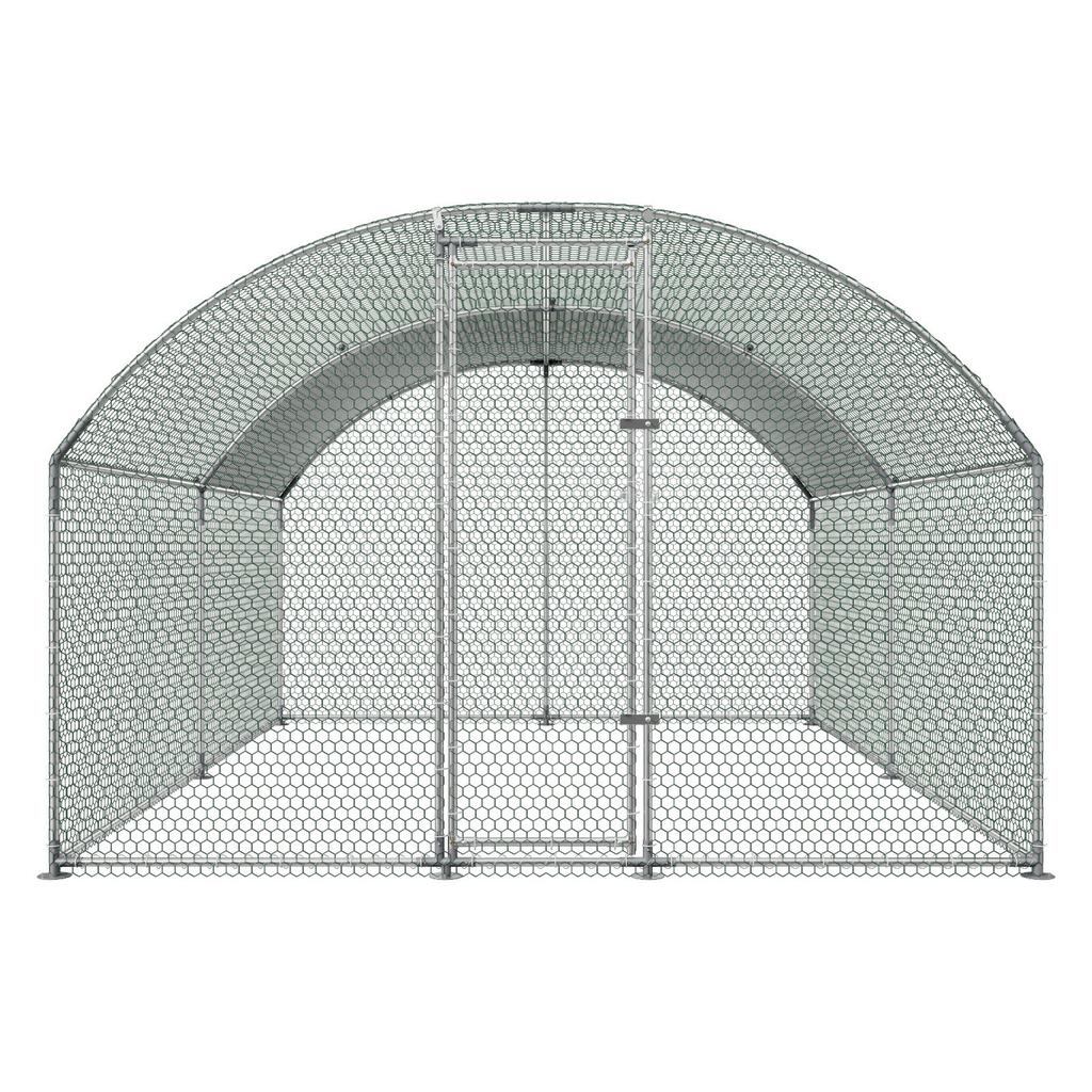 VEVOR Large Metal Chicken Coop 3 x 3.97 x 2 m Walk-in Chicken Run House, Doom Roof Hen House Enclosure with Cover and Security Lock