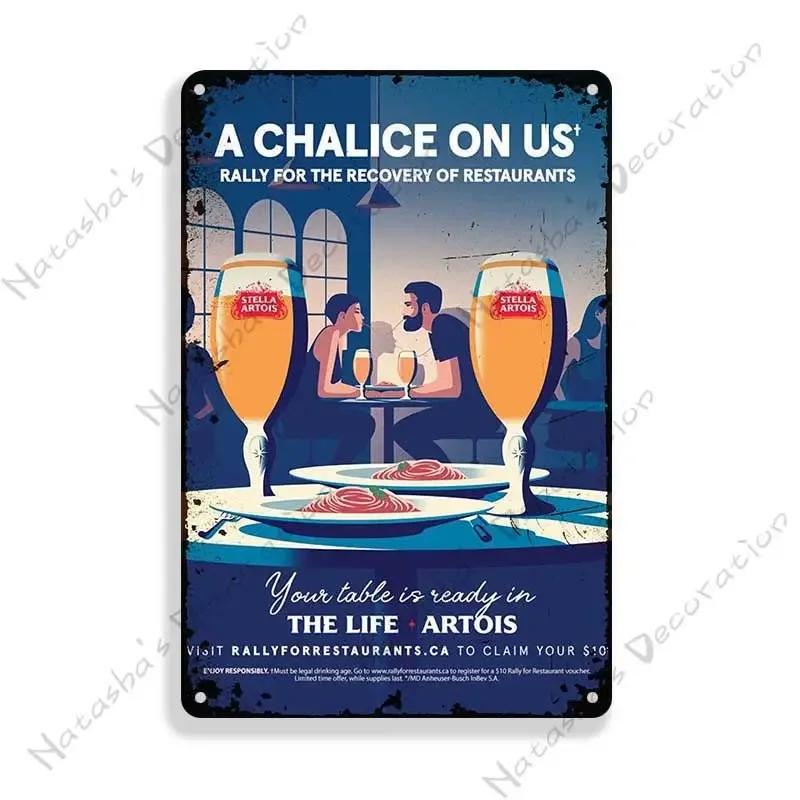 Декоративная тарелка Stella Artois Настенный декор Пиво Металлические знаки Настенная тарелка Винтажный металлический жестяной знак Индустриальный декор Домашний бар Жестяной знак