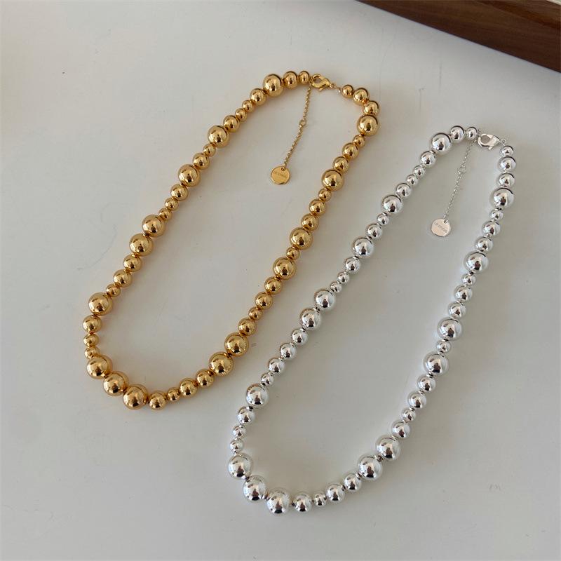 Нишевый дизайн градиентное серебряное ожерелье-чокер с бусинами