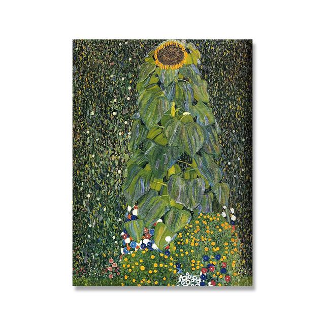 Gustav Klimt Kiss Sunflowers Abstract Oil Painting On Canvas with Print Poster Modern Couple Art Wall Panels for the Living Room Cuadros