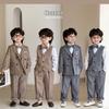 2025 Autumn British Plaid Tuxedo Suit for Kids: Boys' & Girls' Performance Vest Costume