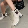 Модные однотонные ботинки осень-зима для женщин с квадратным каблуком 2024 года, высококачественные модные женские ботильоны с квадратной головкой для отдыха на открытом воздухе